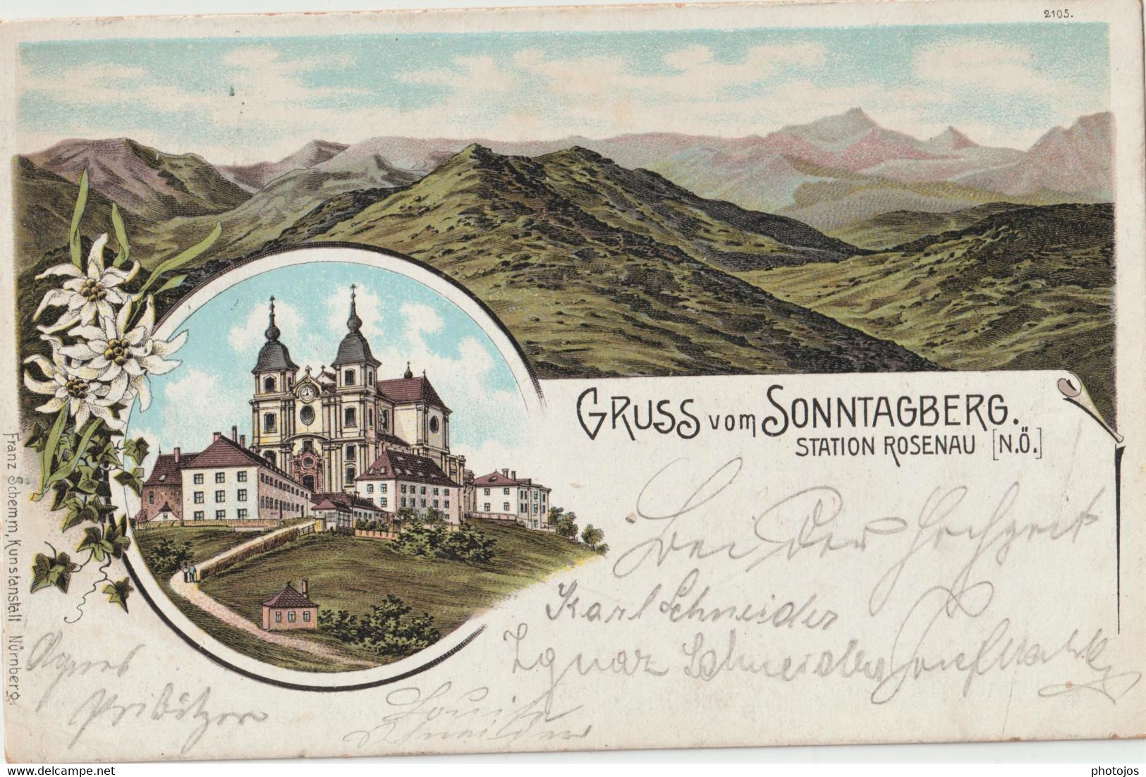 CPA RARE  Multivues Litho   Gruss Vom Sonntagberg  Rosenäu  (Austria)  1899 - Sonntaggsberg