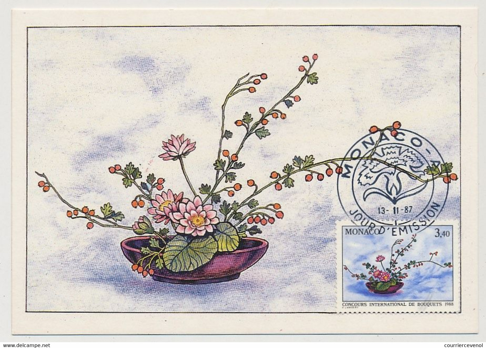 MONACO - 2 Cartes Maximum -  Concours International De Bouquets 1988 - Monaco-A - 13/11/1987 - Maximum Cards