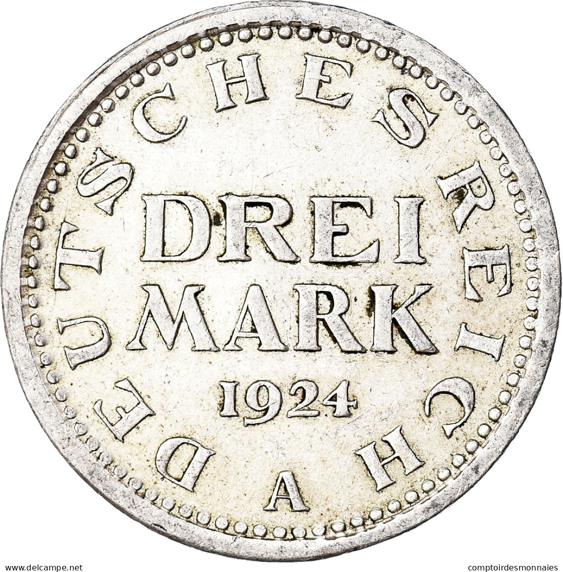 Monnaie, Allemagne, République De Weimar, 3 Mark, 1924, Berlin, TTB+, Argent - 3 Marcos & 3 Reichsmark