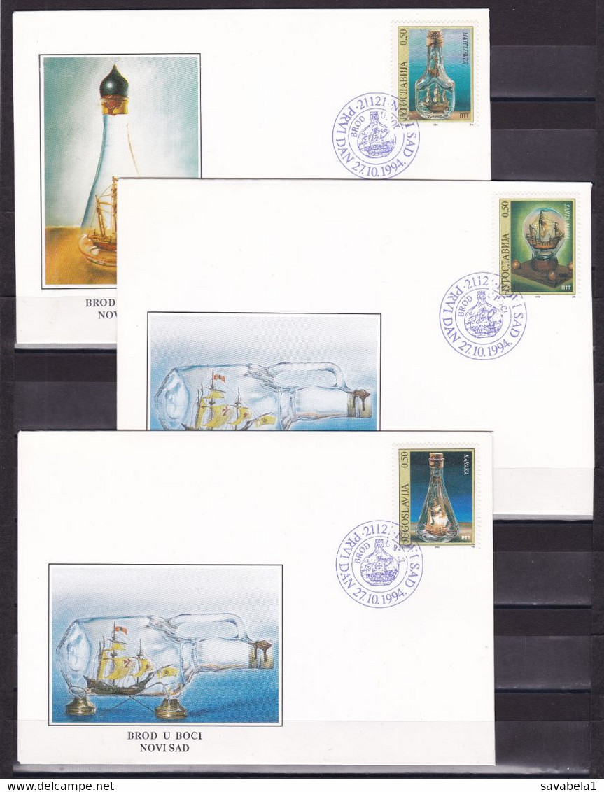 Yugoslavia 1994 Ships In A Bottle FDC Postmark Novi Sad Serbia - Covers & Documents