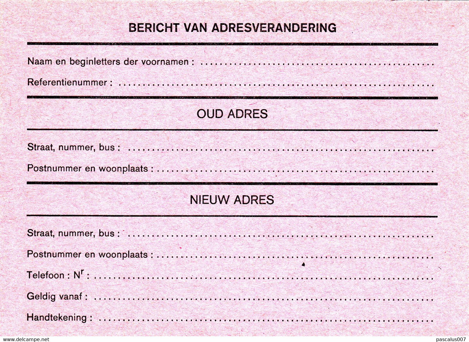 B01-396 Belgique CEP 27 N - Carte Entier Postal  1984 - COB Vierge - Série Oiseau - Avis De Changement Adresse - Aviso Cambio De Direccion