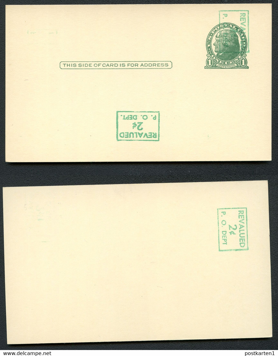 UX39 S56-2var Postal Card ADD. INVERTED SURCHARGE LOWER CENTER + ON BACK Mint Xf 1952 - 1941-60