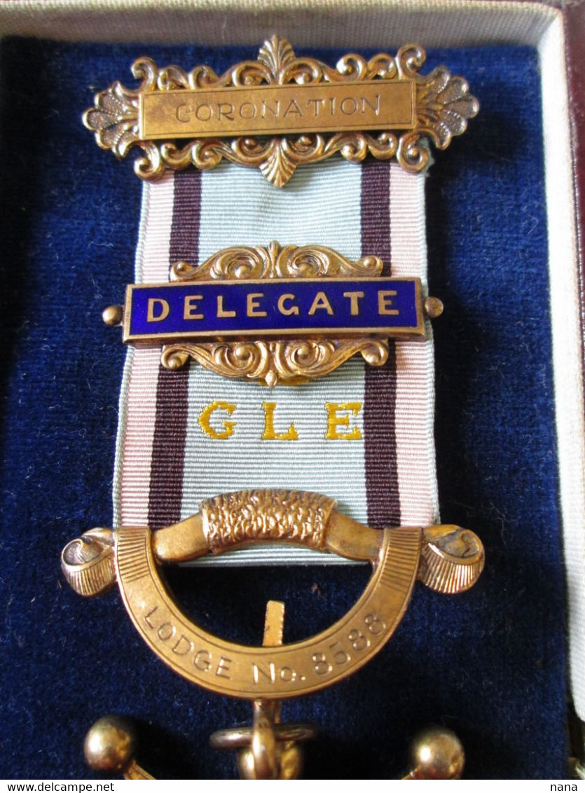 Rare! 925 Silver Medal Gold Plated Grand Masonic Lodge Of Scottish Rite In Wales Delegate To The 1955 Coronation - Royal/Of Nobility