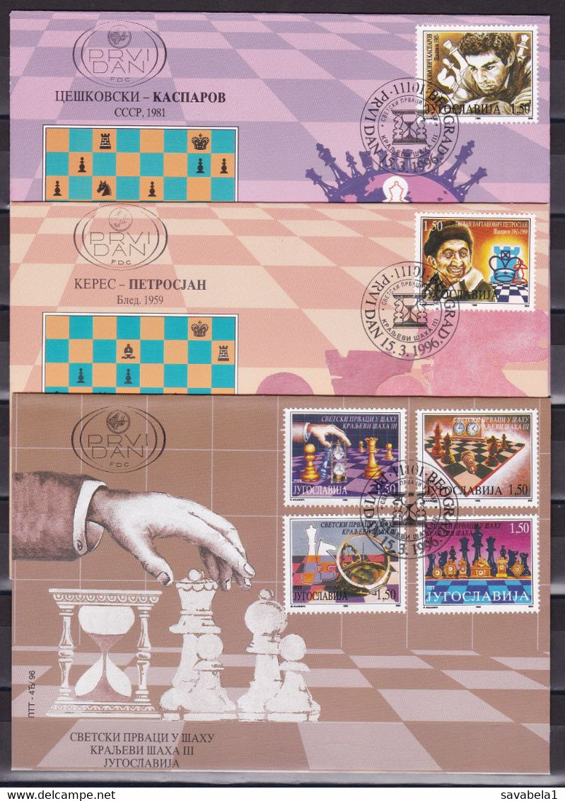 Yugoslavia 1996 World Chess Champions FDC - Brieven En Documenten