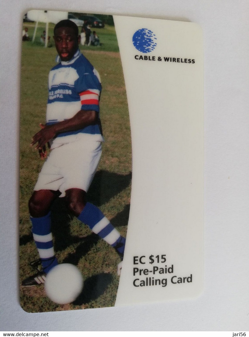 ANTIGUA  $ 15,- FOOTBAL CONRAD BOAST WHITE  ANU-11     Prepaid      Fine Used Card  ** 9556** - Antigua Et Barbuda