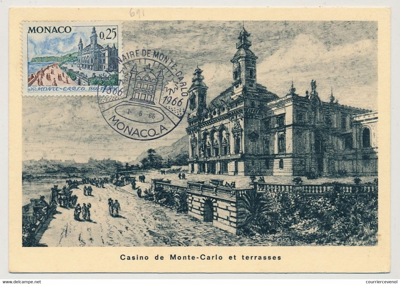 MONACO => Carte Maximum - 0,25 Casino De Monte-Carlo Et Terrasses - Monaco A - 1/6/1966 - Cartes-Maximum (CM)