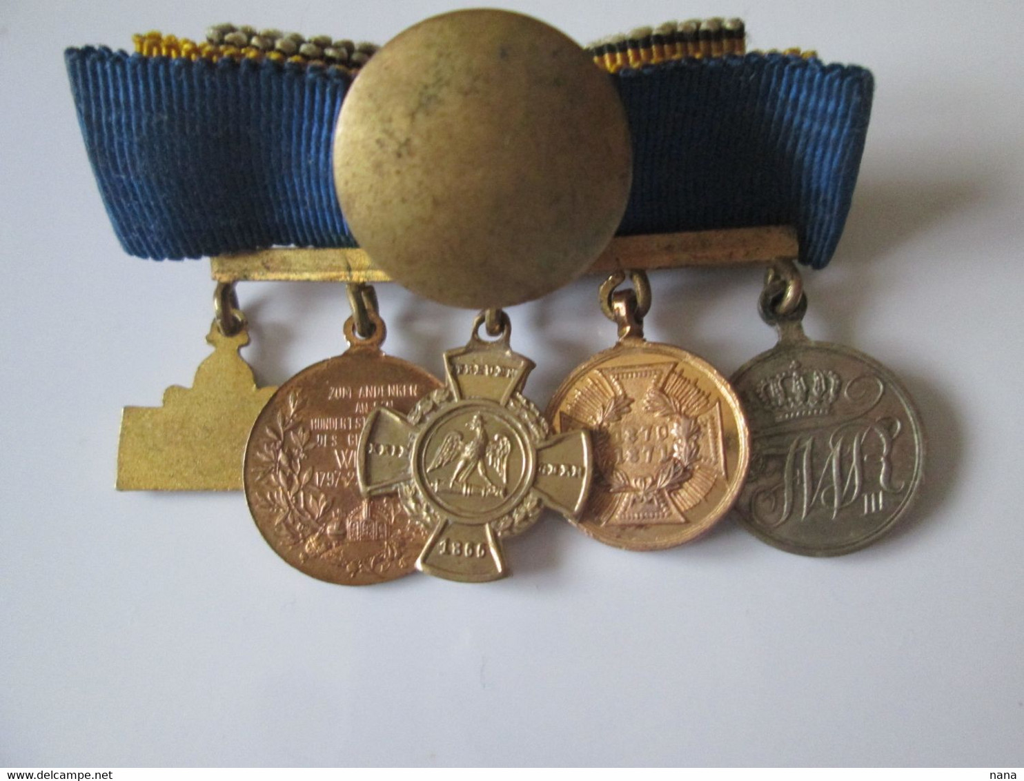 Rare! Prussia Ribbon Bars With 5 Mini Military Medals/Barrettes Prusse Avec 5 Mini Medailles Militaires Size=14-16 Mm - Allemagne