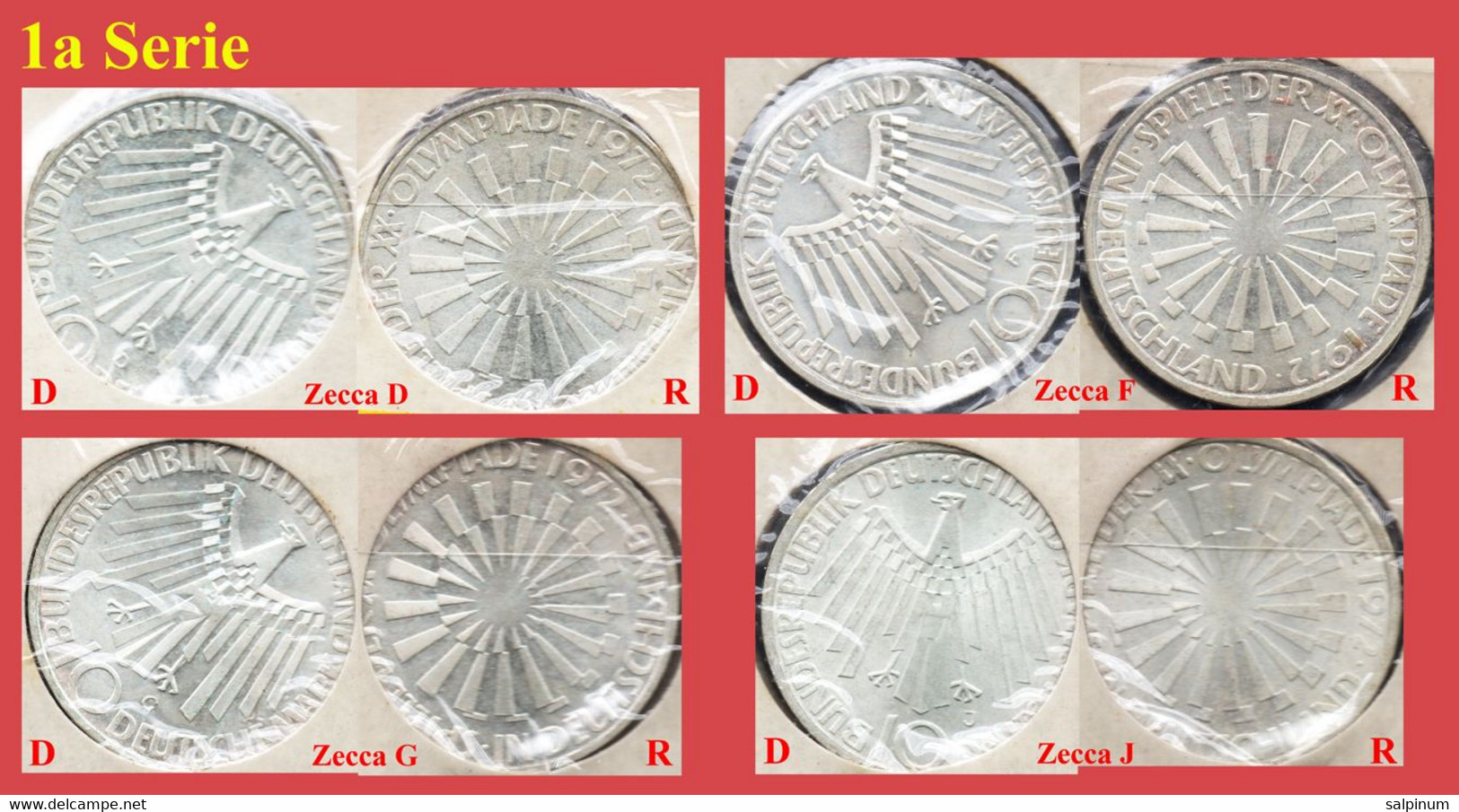 OLYMPIC SILVER COINS, MONETE ARGENTO OLIMPIADI - WEST GERMANY, WEST DEUTSCHLAND, GERMANIA OVEST - MUNCHEN, MONACO 1972 - Commemorations