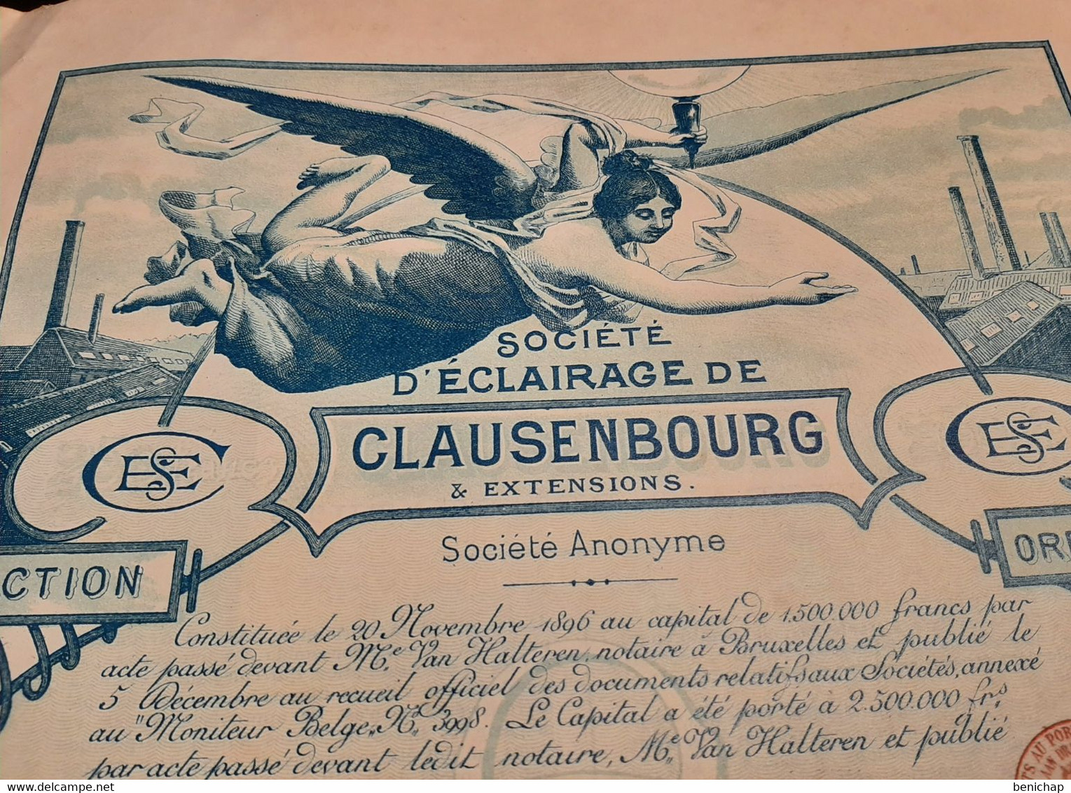 Société D'éclairage De Clausenbourg & Extensions S.A. - Action Ordinaire - Bruxelles 31 Juillet 1897. - Elektrizität & Gas