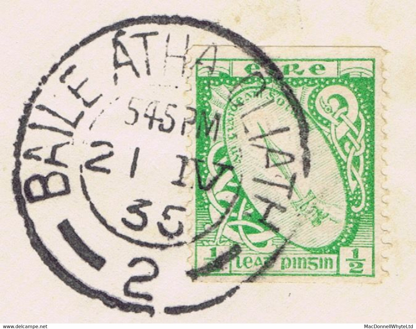 Ireland 1934 ½d Imperf X Perf 14 Experimental Coil, Single Use On Printed Rising Souvenir Cover, Dublin Cds 21 IV 35 - Briefe U. Dokumente