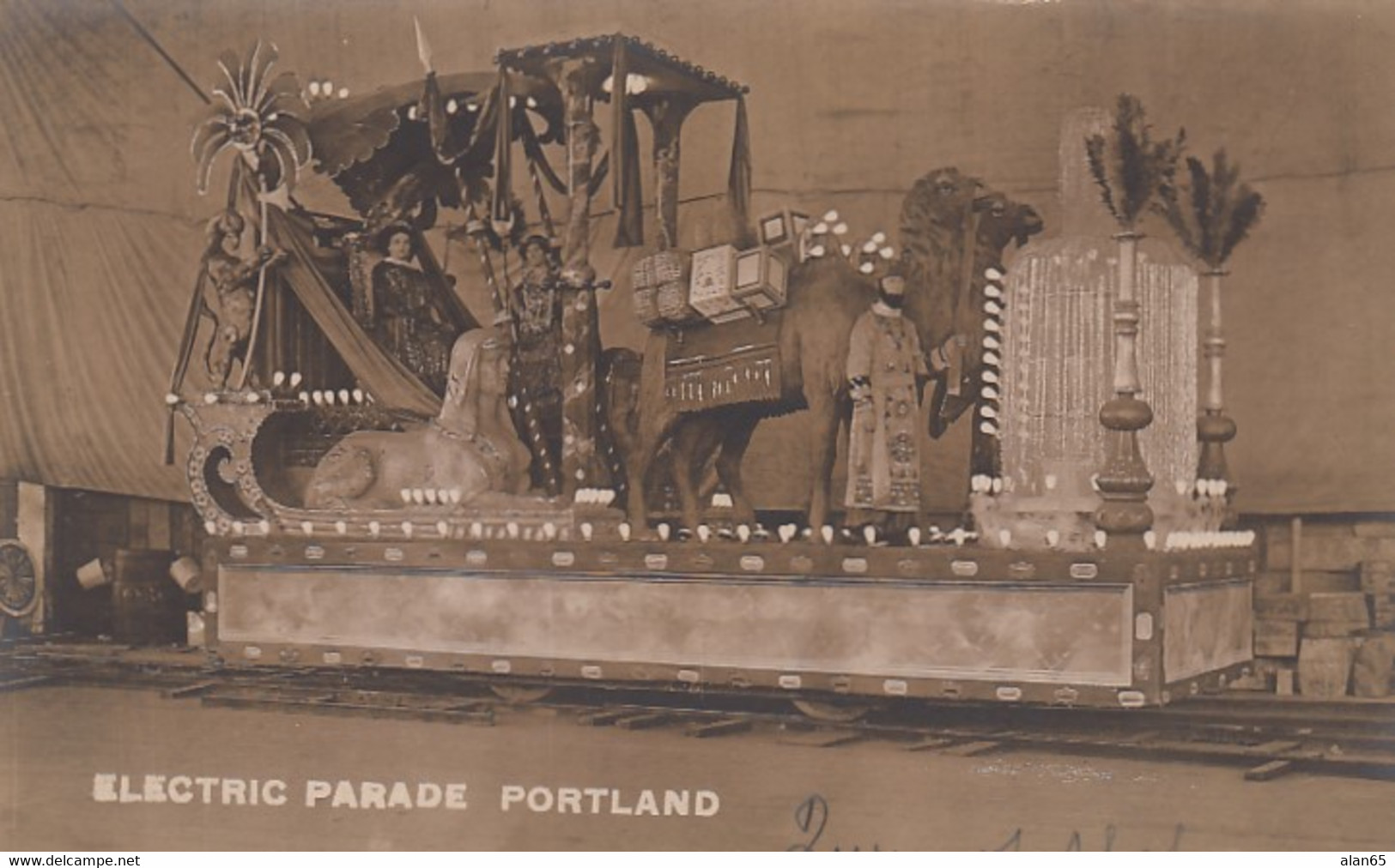 Portland Oregon, Rose Festival Parade Float Electric Parade Queen Of Sheeba, C1900s/10s Vintage Postcard - Portland