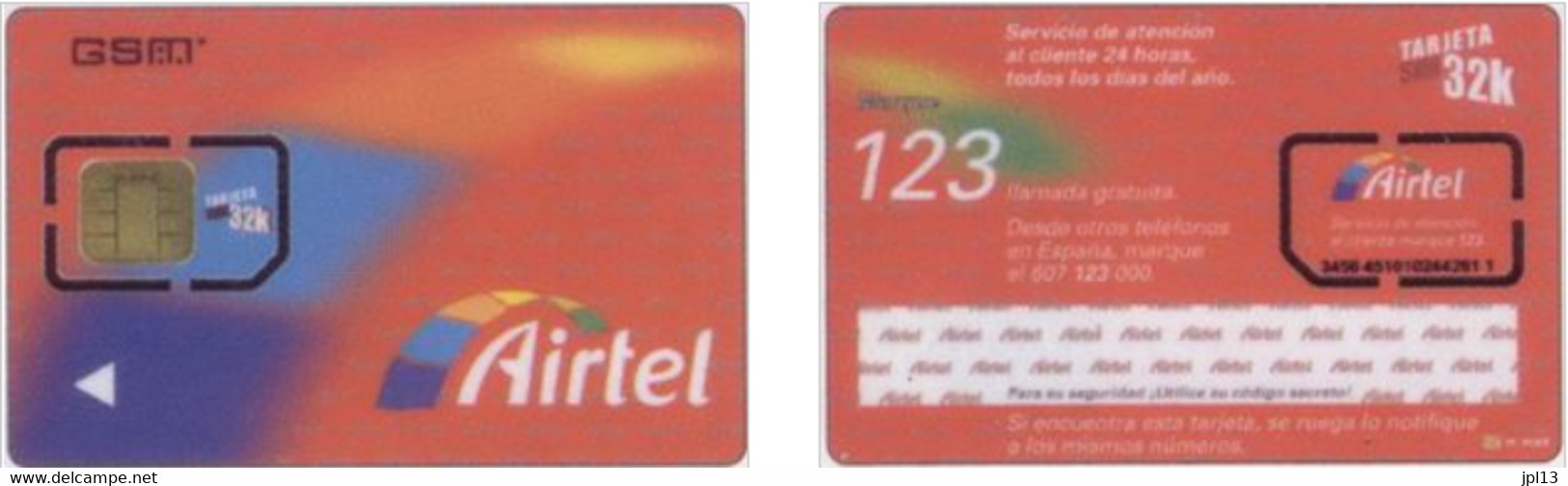 Carte SIM - Espagne - Airtel, Série B009 3456 9110, N° Noirs - Airtel