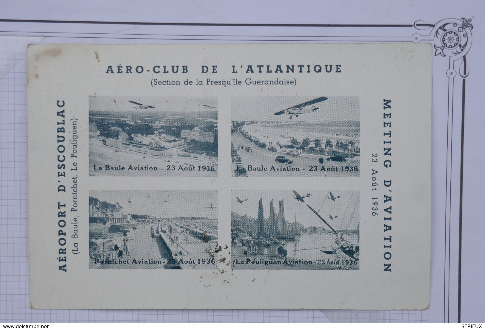 AO 14 FRANCE BELLE  CARTE 1936 MEETING D AVIATION  LA BAULE  POUR NICE VAR +++ AFFRANC. PLAISANT - 1960-.... Briefe & Dokumente