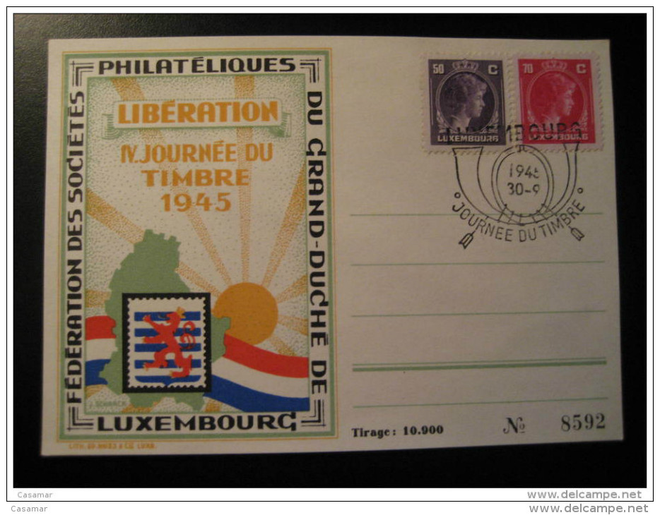 1945 Liberation WW2 WWII Cancel + 2 Stamp On Card Luxembourg Militar War - Herdenkingskaarten