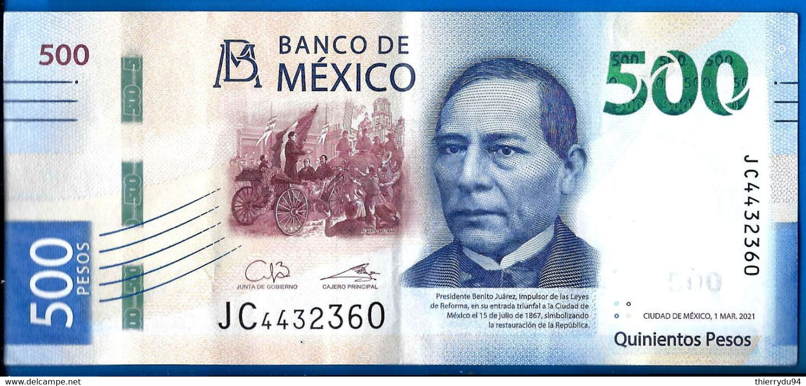 Mexique 500 Pesos 2021 Prefixe JC Que Prix + Port Mexico Banknote Billet Paypal Bitcoin OK - Mexico