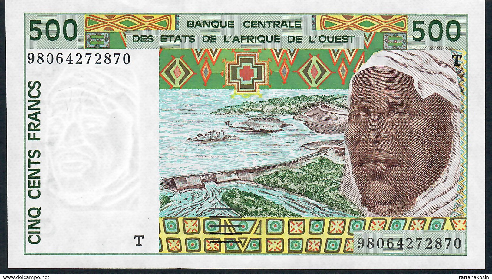 W.A.S. TOGO P810Th 500 FRANCS 1998 Signature 11  11 Digits S/n     UNC. - West African States