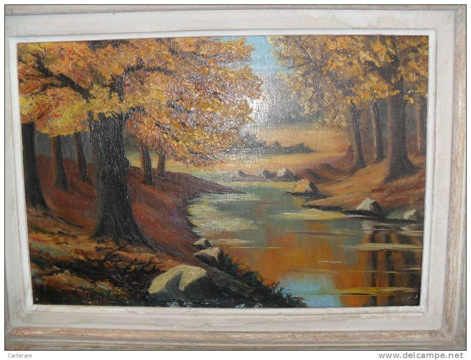 ART,peinture Sur Panneau Bois Originale 1947,peinture,BAIARD,paysage Isere,ruisseau,montagne,campagne,tableau - Huiles