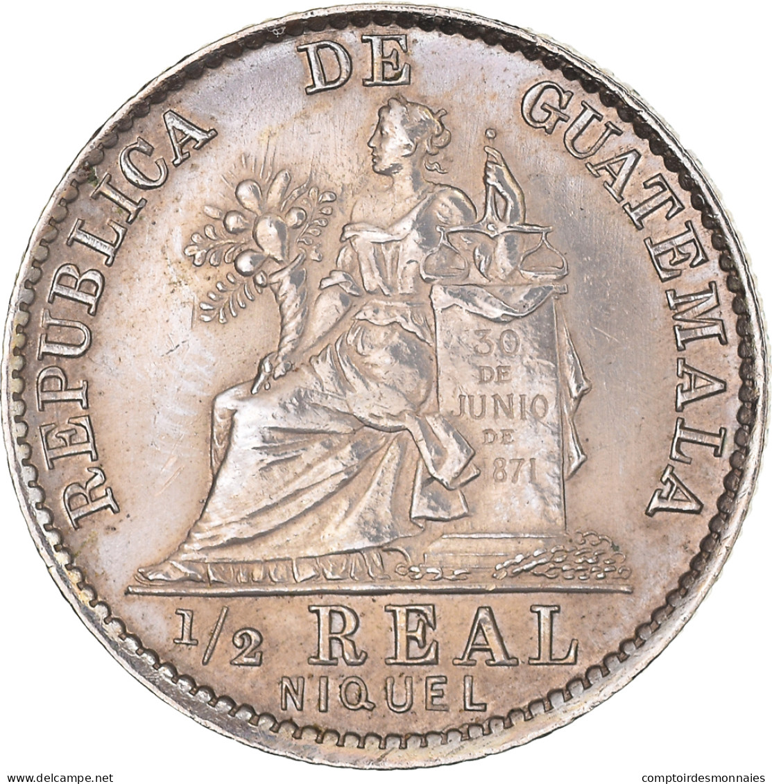 Monnaie, Guatemala, 1/2 Real, Medio, 1900, NEUF, Cupro-nickel, KM:176 - Guatemala