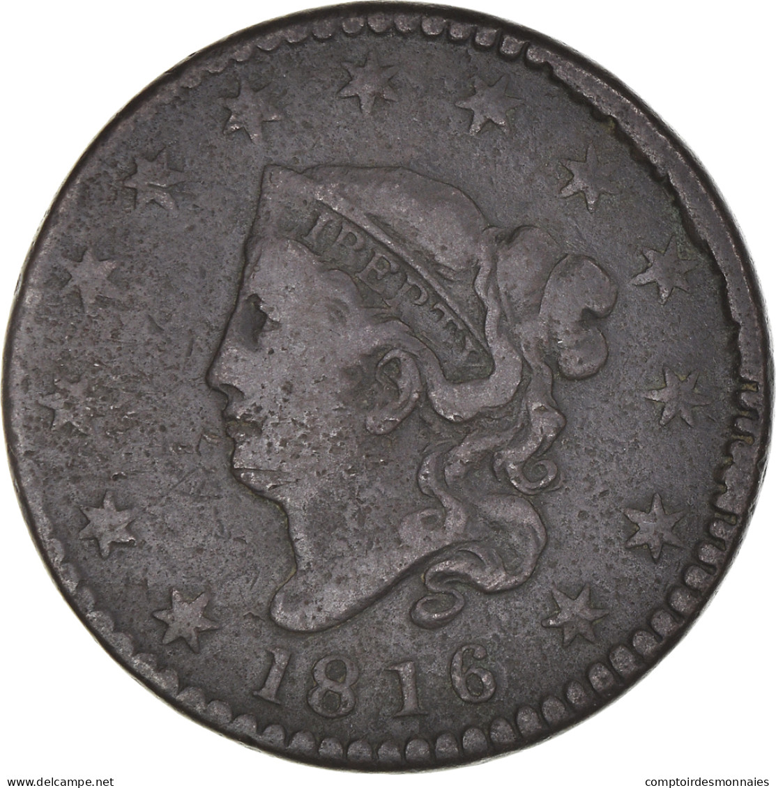 Monnaie, États-Unis, Coronet Cent, Cent, 1816, U.S. Mint, Philadelphie, TB - 1816-1839: Coronet Head