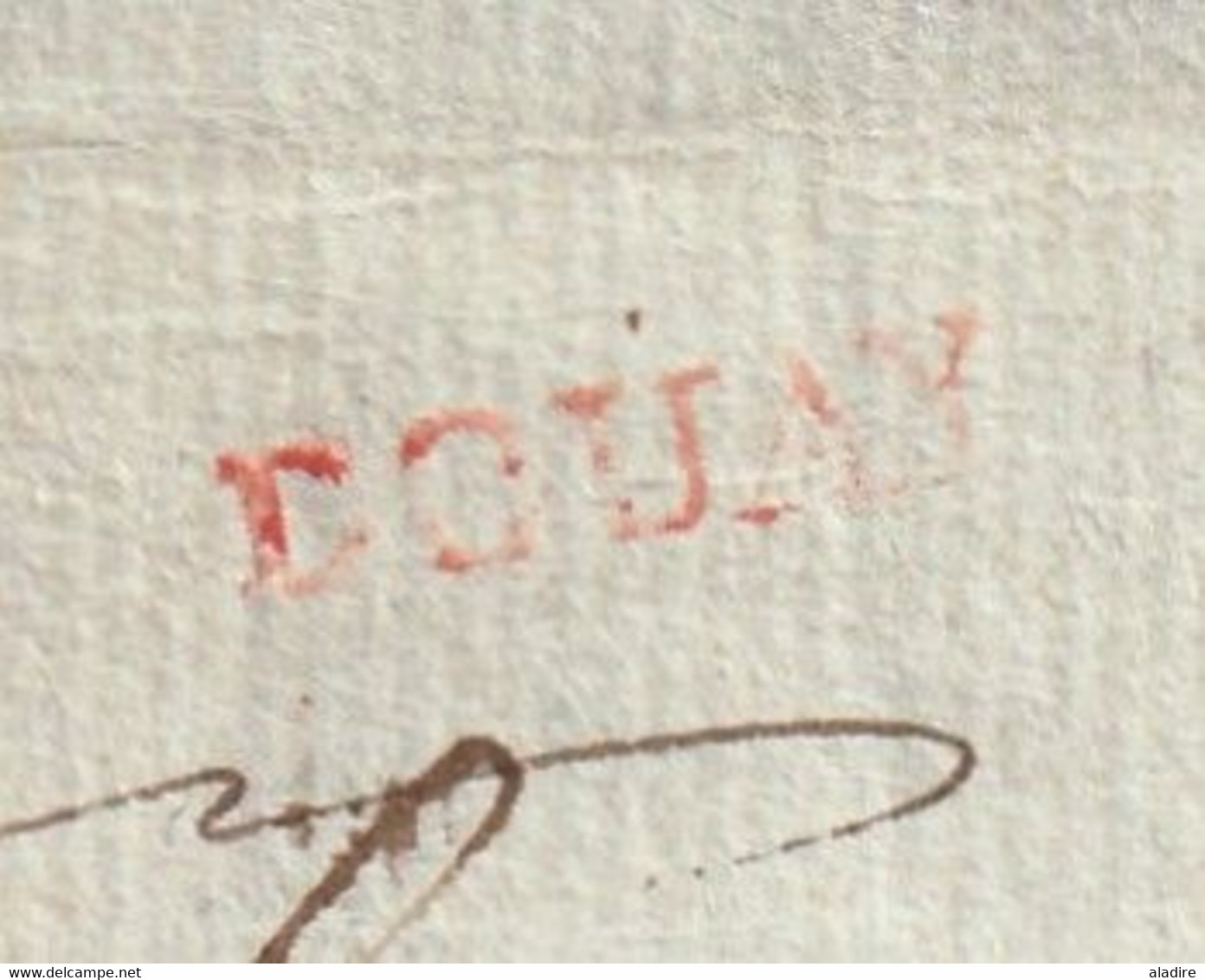 1775 - Marque Postale DOUAY Douai En Rouge Sur Lettre Avec Correspondance Vers Valenciennes - Règne De Louis XVI - 1701-1800: Voorlopers XVIII