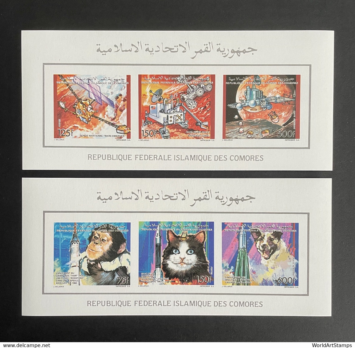 Stamps Sheetlet Spaces Adventures Comores 1992 Imperf. Michel N° 989/992 - Colecciones