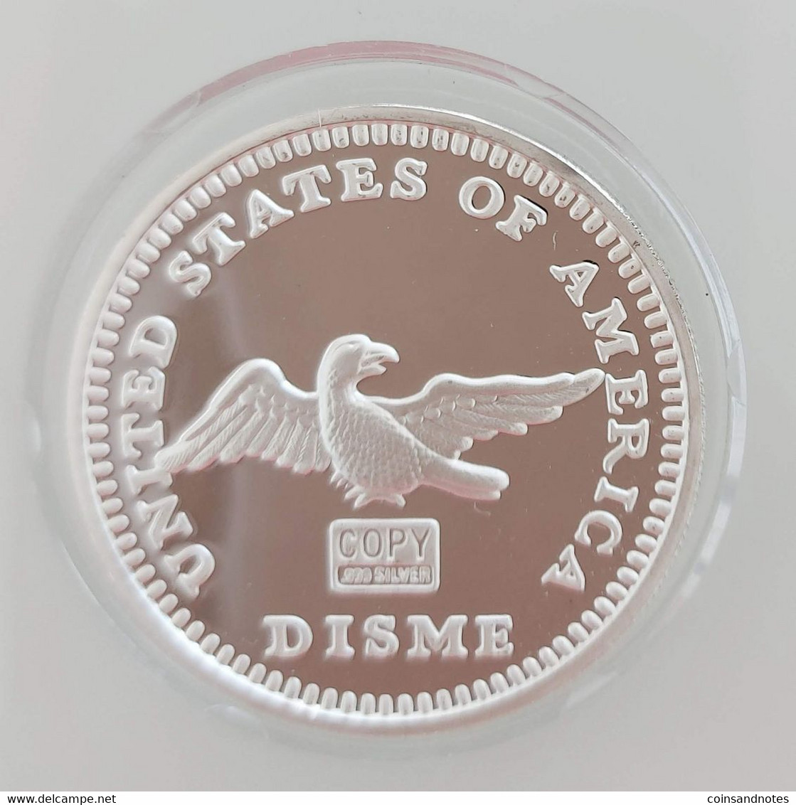 USA - ‘America's Rarest Coins’ 2 Oz Silver Disme - Replica - COA