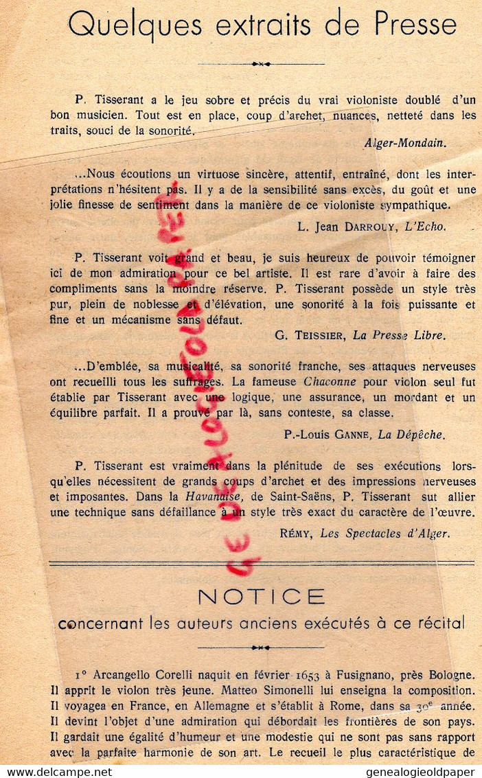87- LIMOGES -PROGRAMME SOCIETE CONCERTS CONSERVATOIRE-1942-SALLE BERLIOZ- GUERRE-PIERRE TISSERANT-RENE DUMOING - Programma's