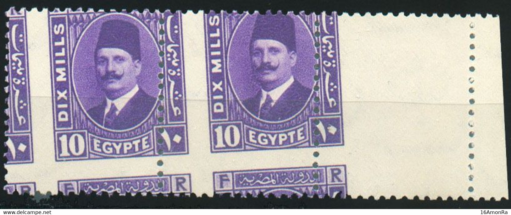 FOUAD I 10p. Purple In Pair With Sheet Margin MISPERFORATION  Mnh, Xx.  Superbe - 19424 - Neufs