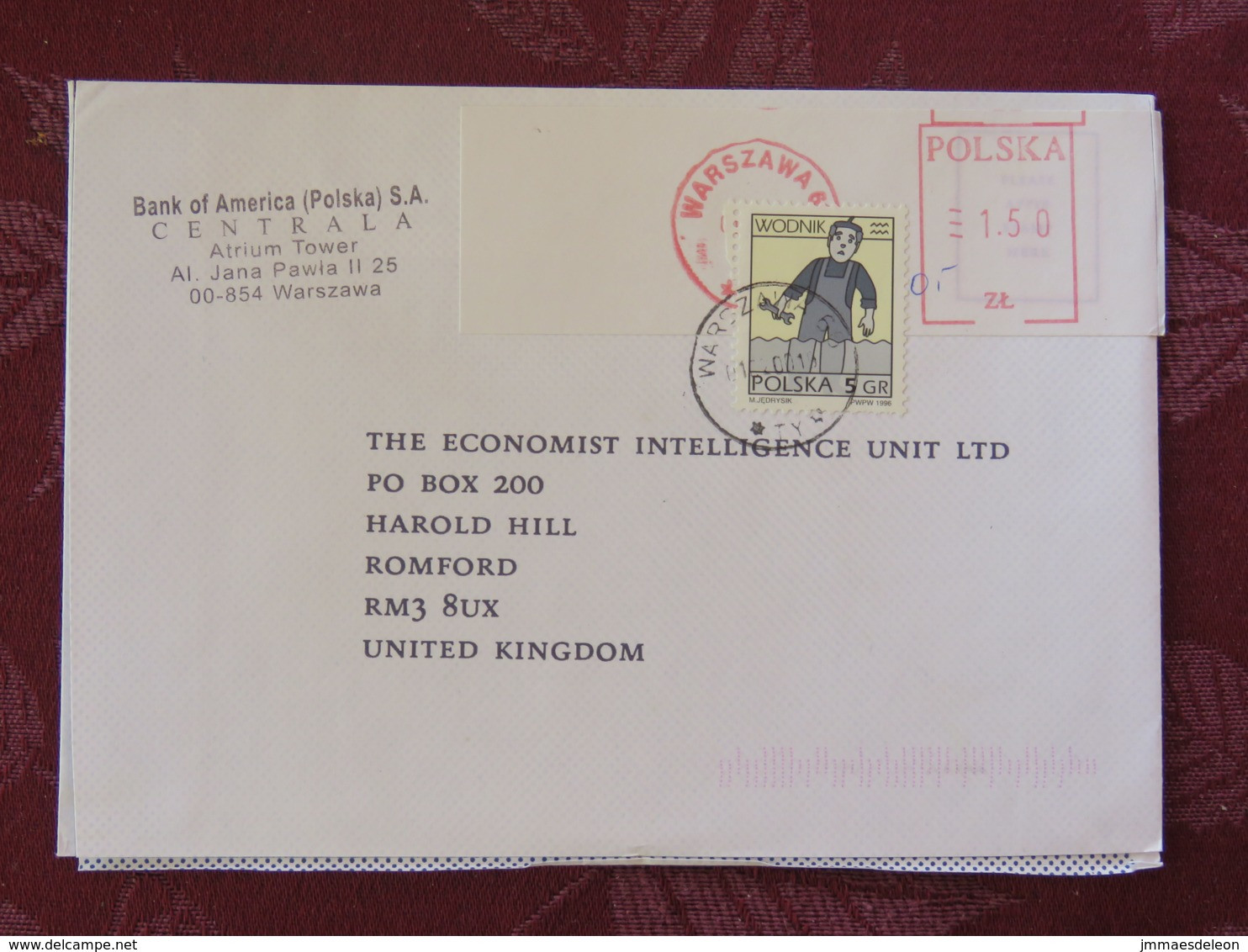 Poland 2000 Cover Warszawa To England - Machine Franking - Zodiac Aquarius - Lettres & Documents