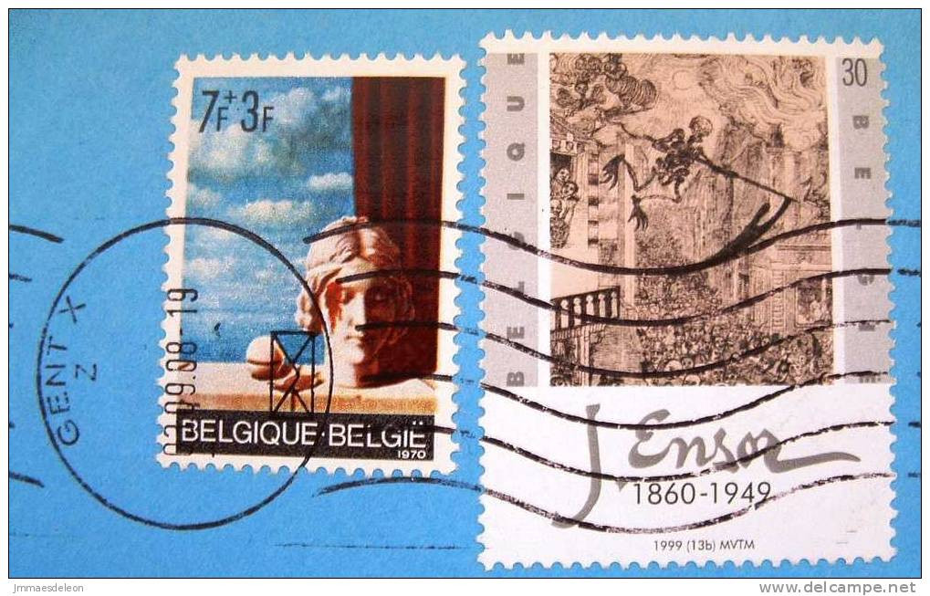 Belgium 2008 Cover Sent To Nicaragua - Paintings James Ensor + Magritte + Labels Luxphila And Dog - Brieven En Documenten