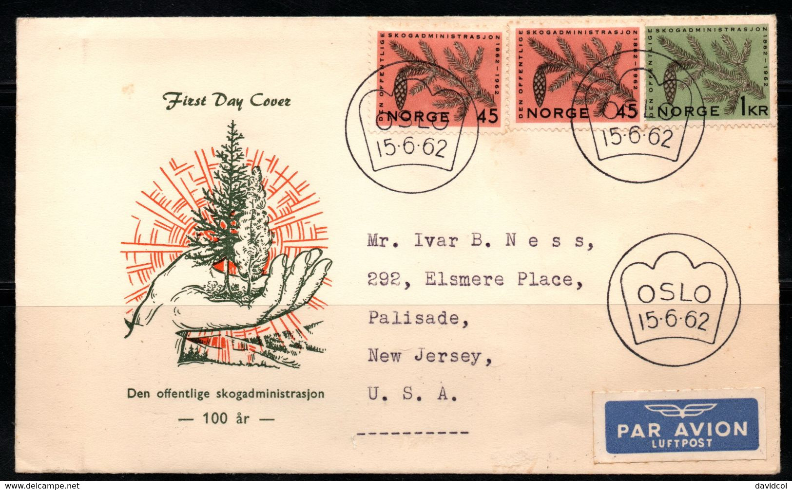 CA169- COVERAUCTION!!! - NORWAY 1962 - OSLO 1-6-62- FIR BRANCH AND CONE - Lettres & Documents