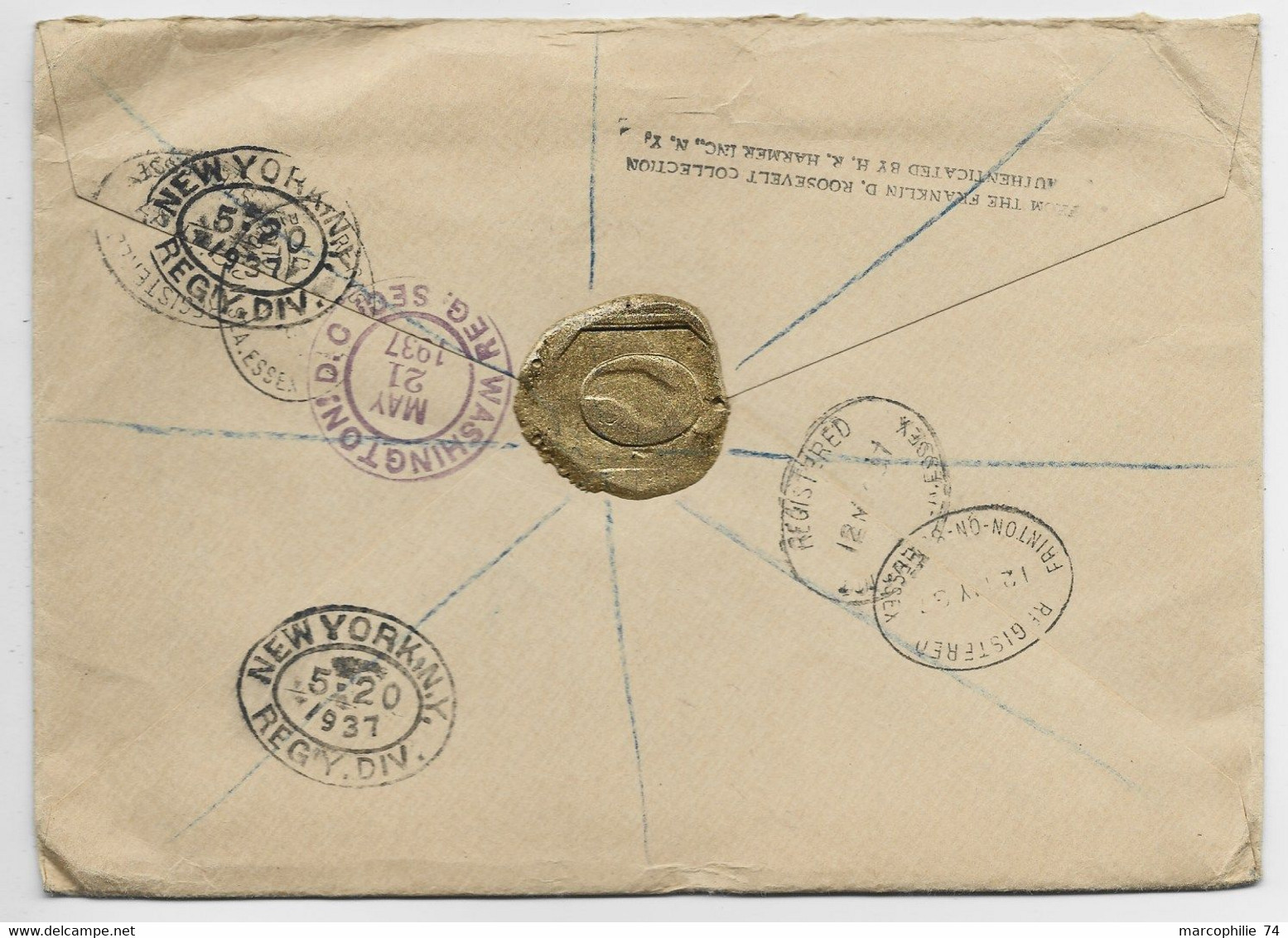 ENGLAND SIX PENCE + 1/2D LETTRE COVER REC FRONTON ON SEA 1937 TO  PRESIDENT USA FRANKLIN ROOSEVELT USA - Cartas & Documentos