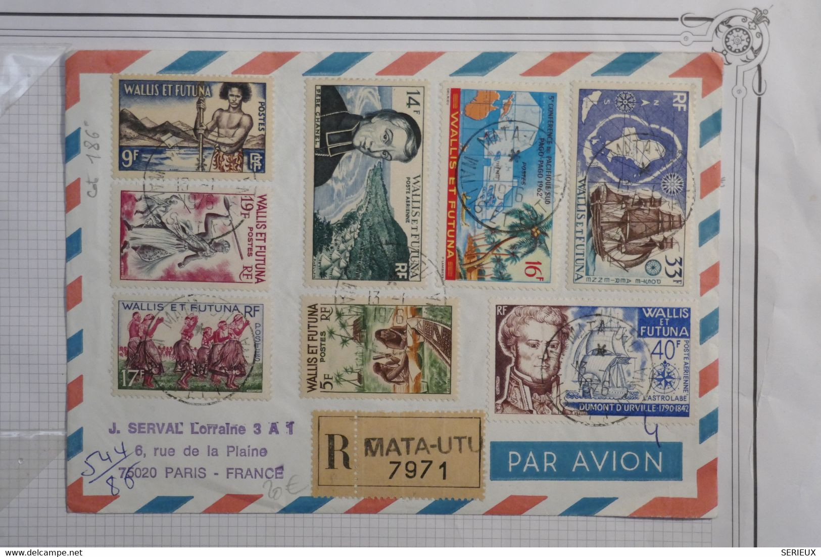 AV8 WALLIS ET FUTUNA  BELLE LETTRE RECOM. 1976 MATA UTU POUR PARIS FRANCE +++ AFFRANCH.  PLAISANT - Lettres & Documents