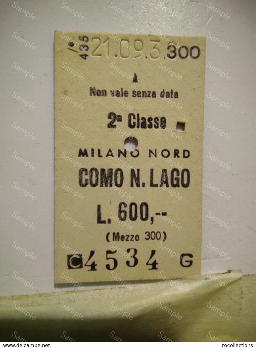 Italia Ticket Railway Treno Biglietto COMO N. LAGO - MILANO - Europa