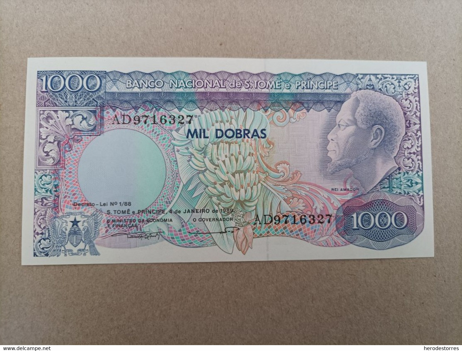 Billete De Santo Tome Y Principe De 1000 Dobras, Año 1989, UNC - São Tomé U. Príncipe