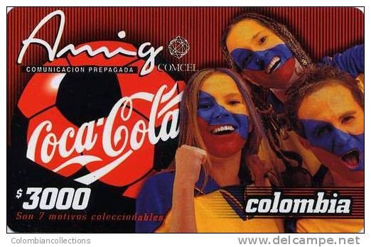 Lote TT5, Colombia, Tarjetas Telefonicas, Phone Cards, Coke,  Coca Cola, Futbol Colombia, Used - Colombie