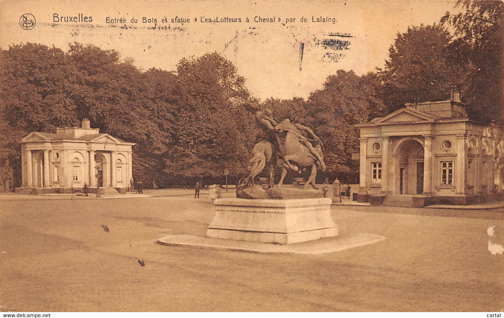 BRUXELLES - Entrée Du Bois Et Statue "Les Lutteurs à Cheval" Par De Lalaing. - Forêts, Parcs, Jardins