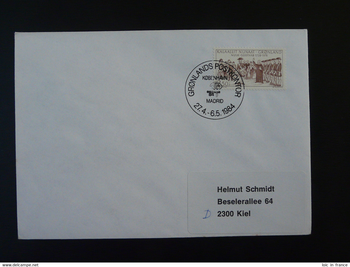 Lettre Cover Obliteration Postmark Espana 1984 Groenland Greenland (ex 7) - Marcophilie