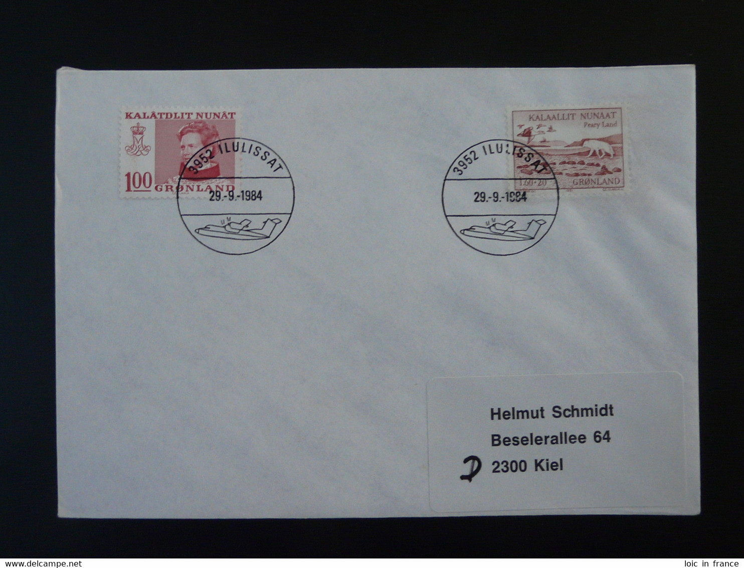 Lettre Cover Obliteration Postmark Avion Aircraft Ilulissat Groenland Greenland 1984 (ex 1) - Marcophilie