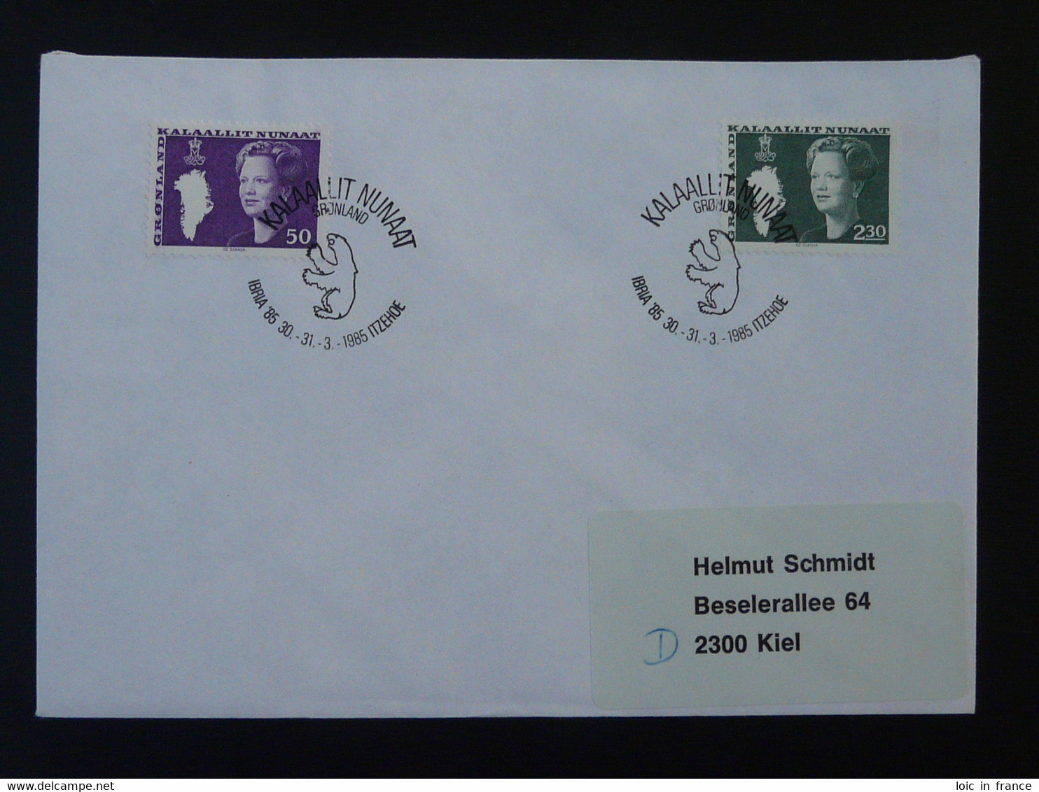 Lettre Cover Obliteration Postmark Ibria 1985 Itzehoe Groenland Greenland (ex 9) - Marcophilie