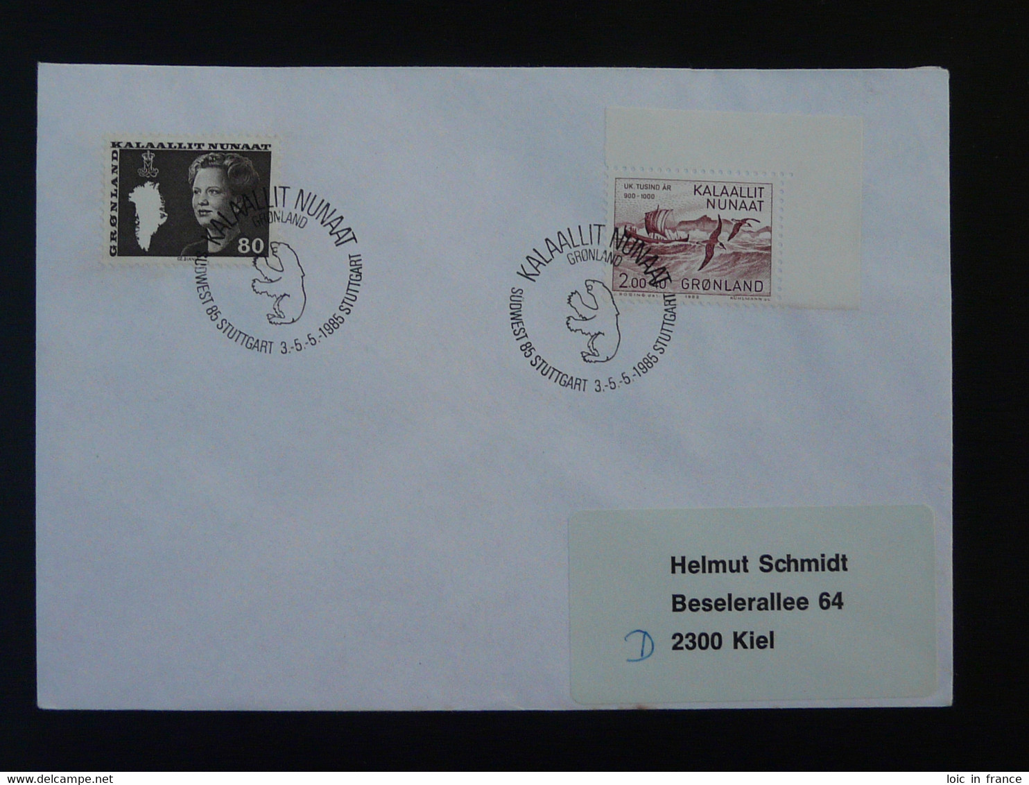 Lettre Cover Obliteration Postmark Sudwest 1985 Stuttgart Groenland Greenland (ex 6) - Storia Postale