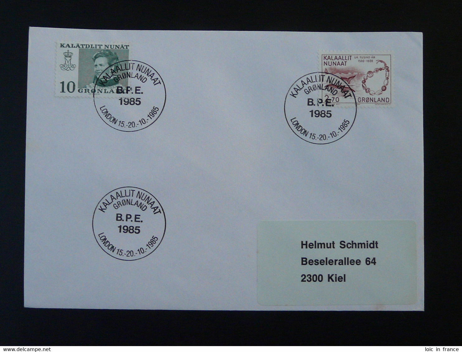 Lettre Cover Obliteration Postmark BPE 1985 London Groenland Greenland (ex 1) - Marcofilie