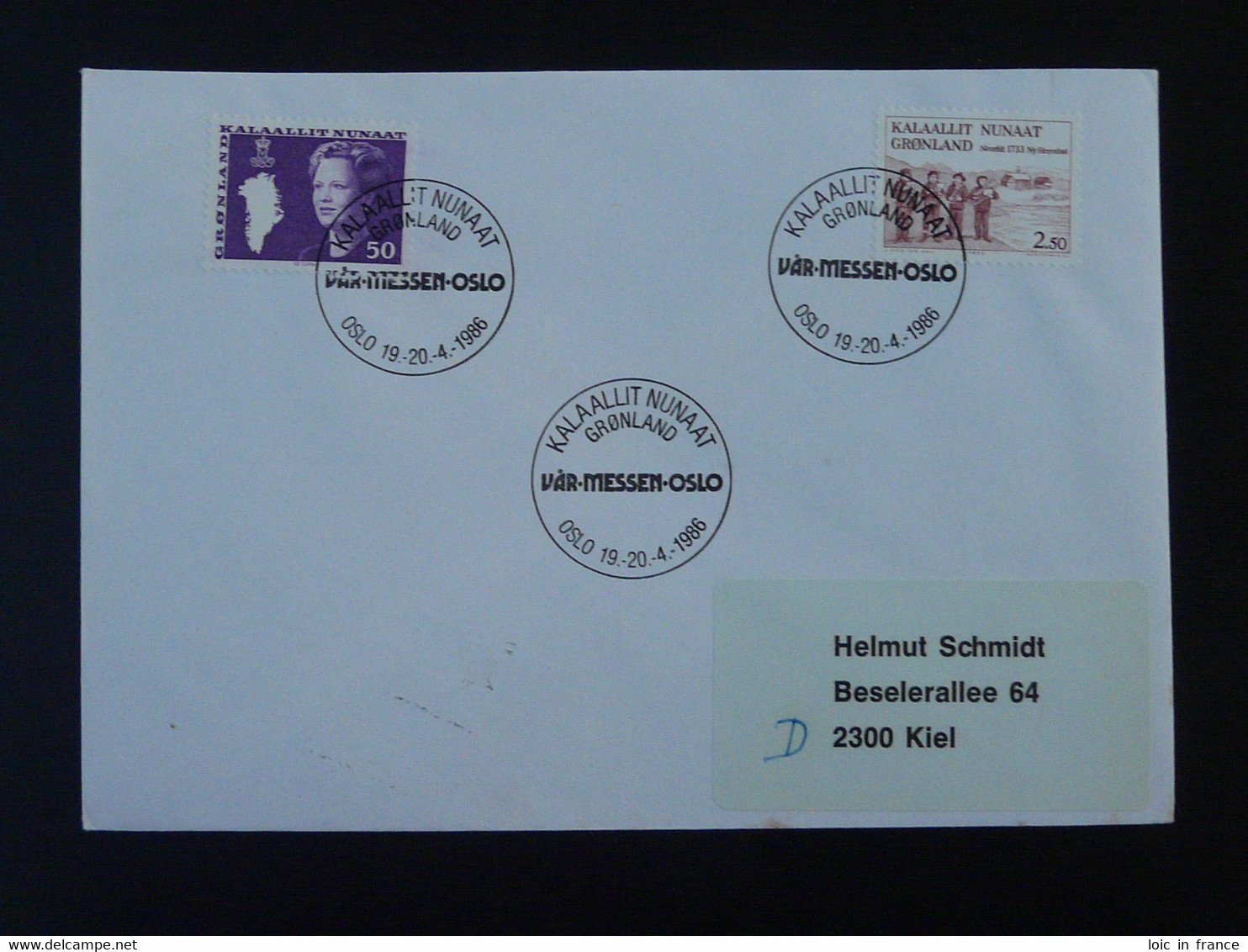 Lettre Cover Obliteration Postmark Var-Messen Oslo 1986 Groenland Greenland (ex 1) - Marcofilie