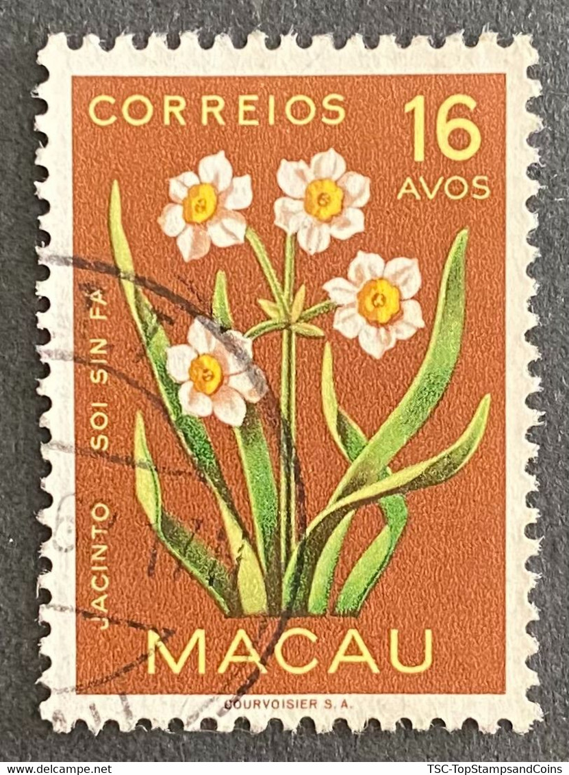 MAC5378U2 - Macau Flowers - 16 Avos Used Stamp - Macau - 1953 - Oblitérés
