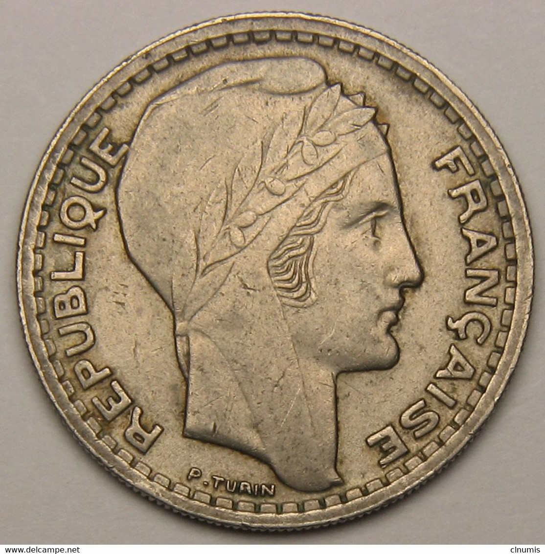 10 Francs Turin Grosse Tête, Rameaux Courts, 1946 B (Beaumont-le-Roger), B Bas, Cupro-nickel - Gouvernement Provisoire - 10 Francs