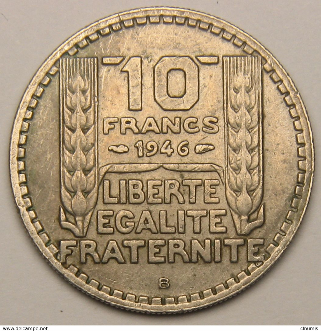 10 Francs Turin Grosse Tête, Rameaux Courts, 1946 B (Beaumont-le-Roger), B Bas, Cupro-nickel - Gouvernement Provisoire - 10 Francs