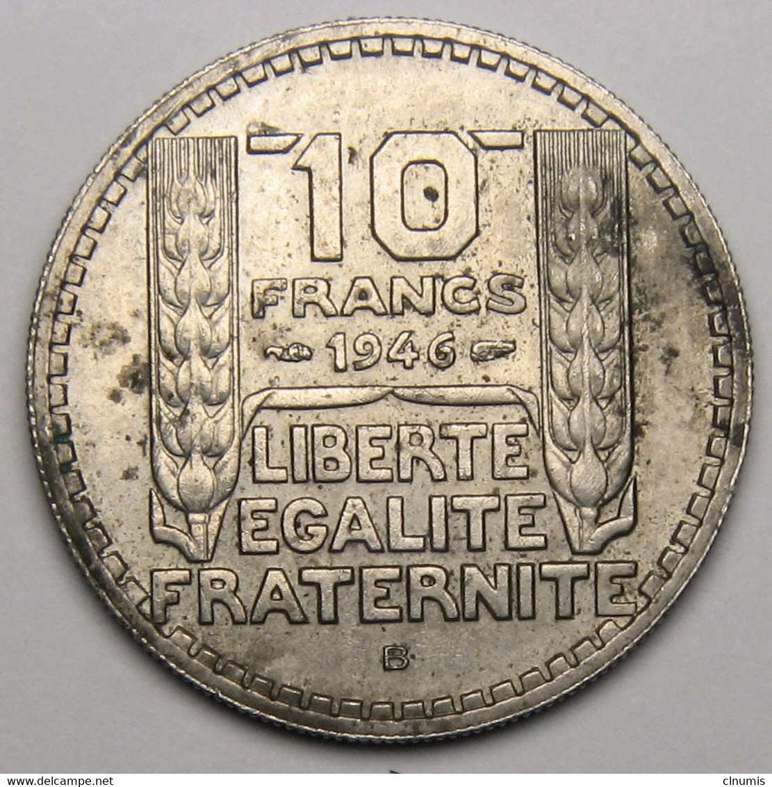 10 Francs Turin Grosse Tête, Rameaux Courts, 1946 B (Beaumont-le-Roger), Cupro-nickel - Gouvernement Provisoire - 10 Francs