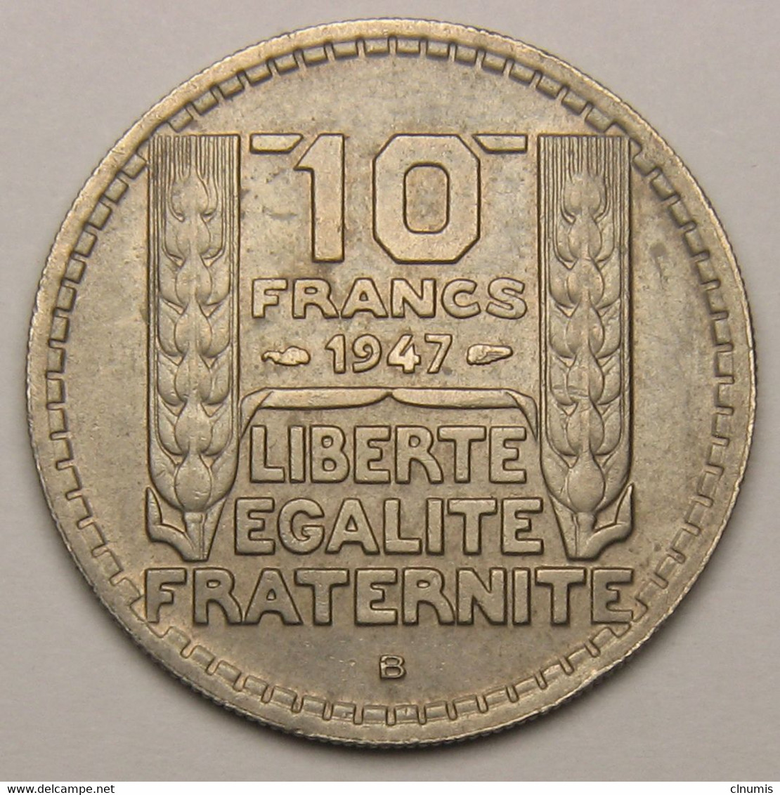 10 Francs Turin Grosse Tête, Rameaux Courts, 1947 B (Beaumont-le-Roger), Cupro-nickel - Gouvernement Provisoire - 10 Francs