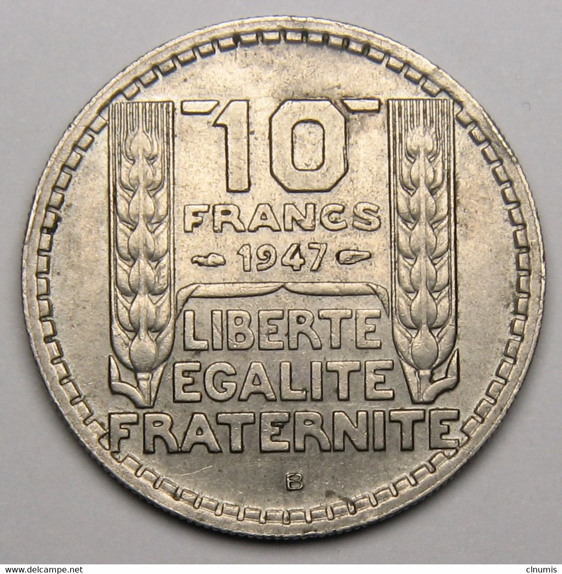 10 Francs Turin Grosse Tête, Rameaux Courts, 1947 B (Beaumont-le-Roger), Cupro-nickel - Gouvernement Provisoire - 10 Francs