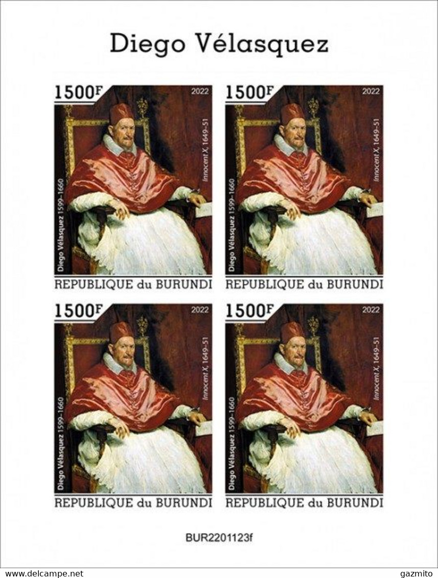 Burundi 2022, Art, Velasquez II, 4val In BF IMPERFORATED - Unused Stamps